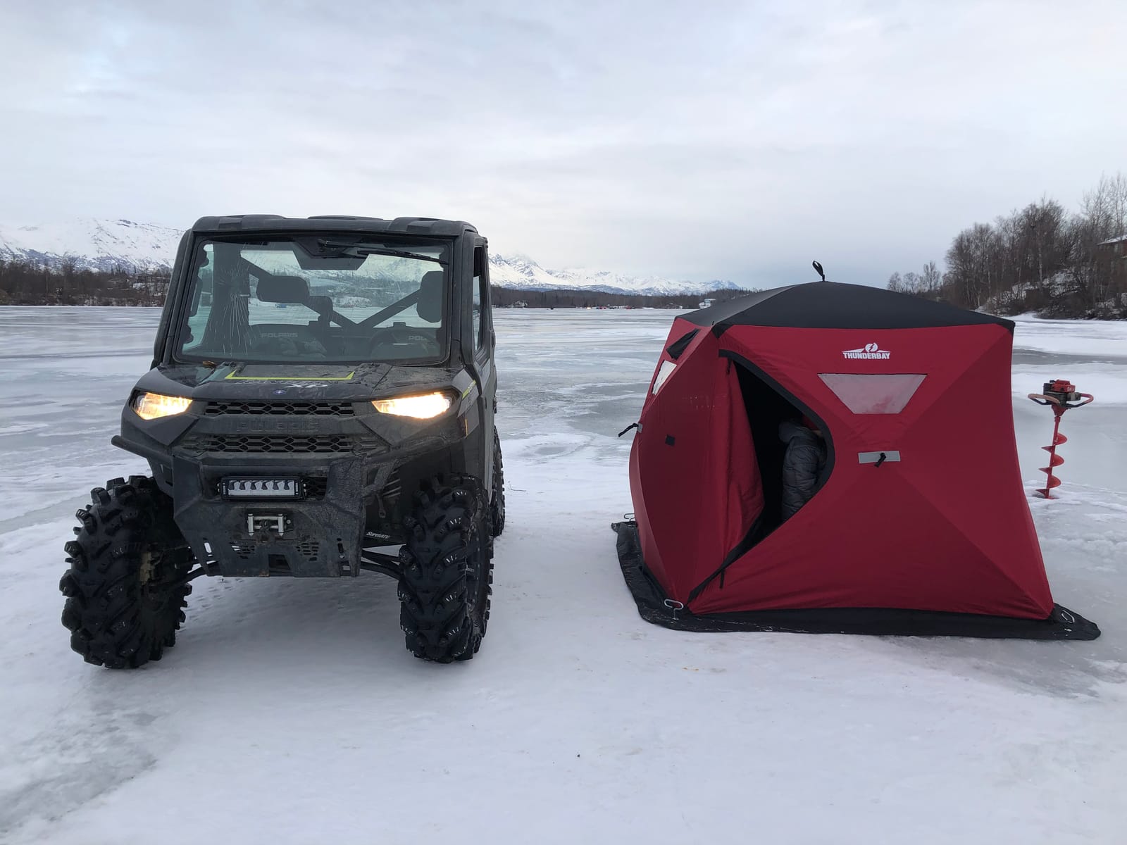 THUNDERBAY Ice Cube Series Pop-Up 3-4 Person Wide Bottom Ice Fishing Shelter, 39-56 Square Feet of Fishable Area, Portable 3-4 Person Ice Shanty customer photo 1