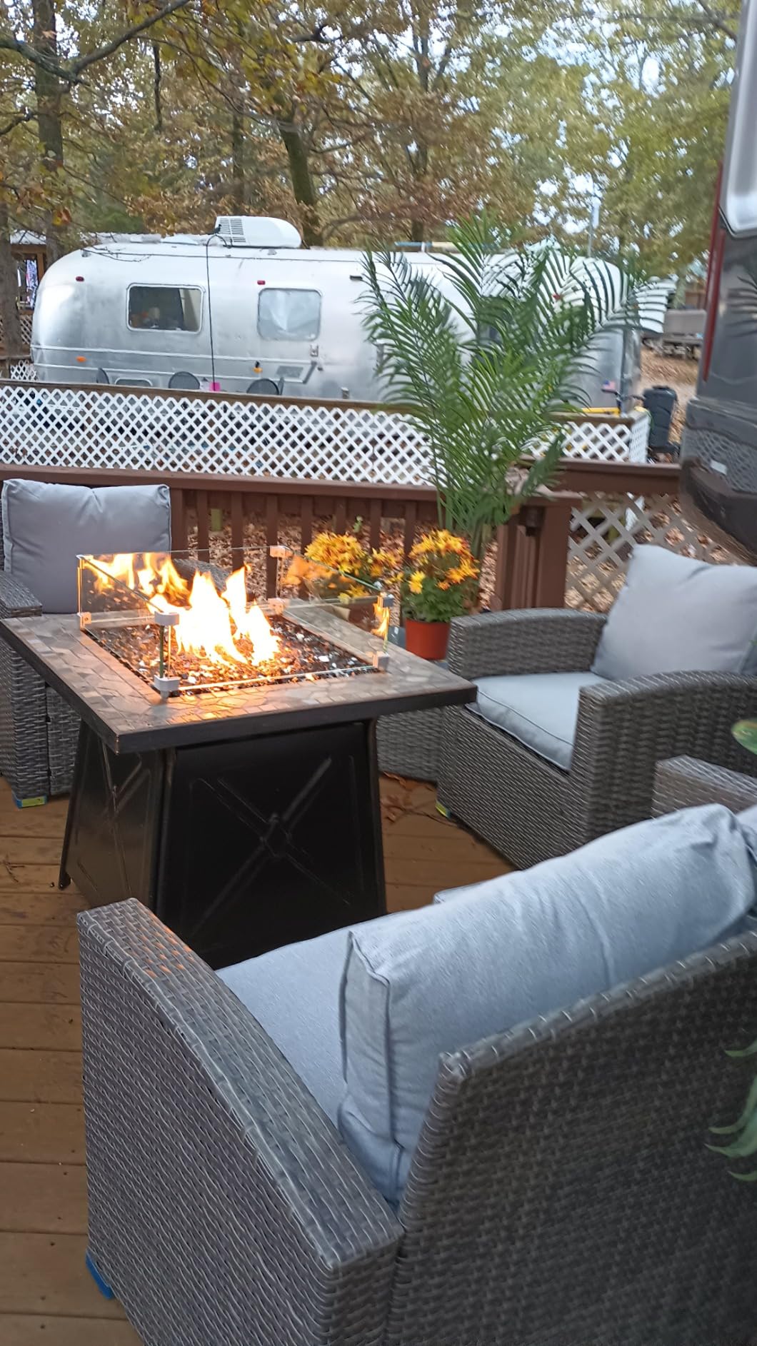 JOIVI Patio Furniture Set, 4 Piece Outdoor Patio Conversation Set, All-Weather PE Rattan Wicker Sectional Patio Sofa Set with Tempered Glass Coffee Table, Brown customer photo 1