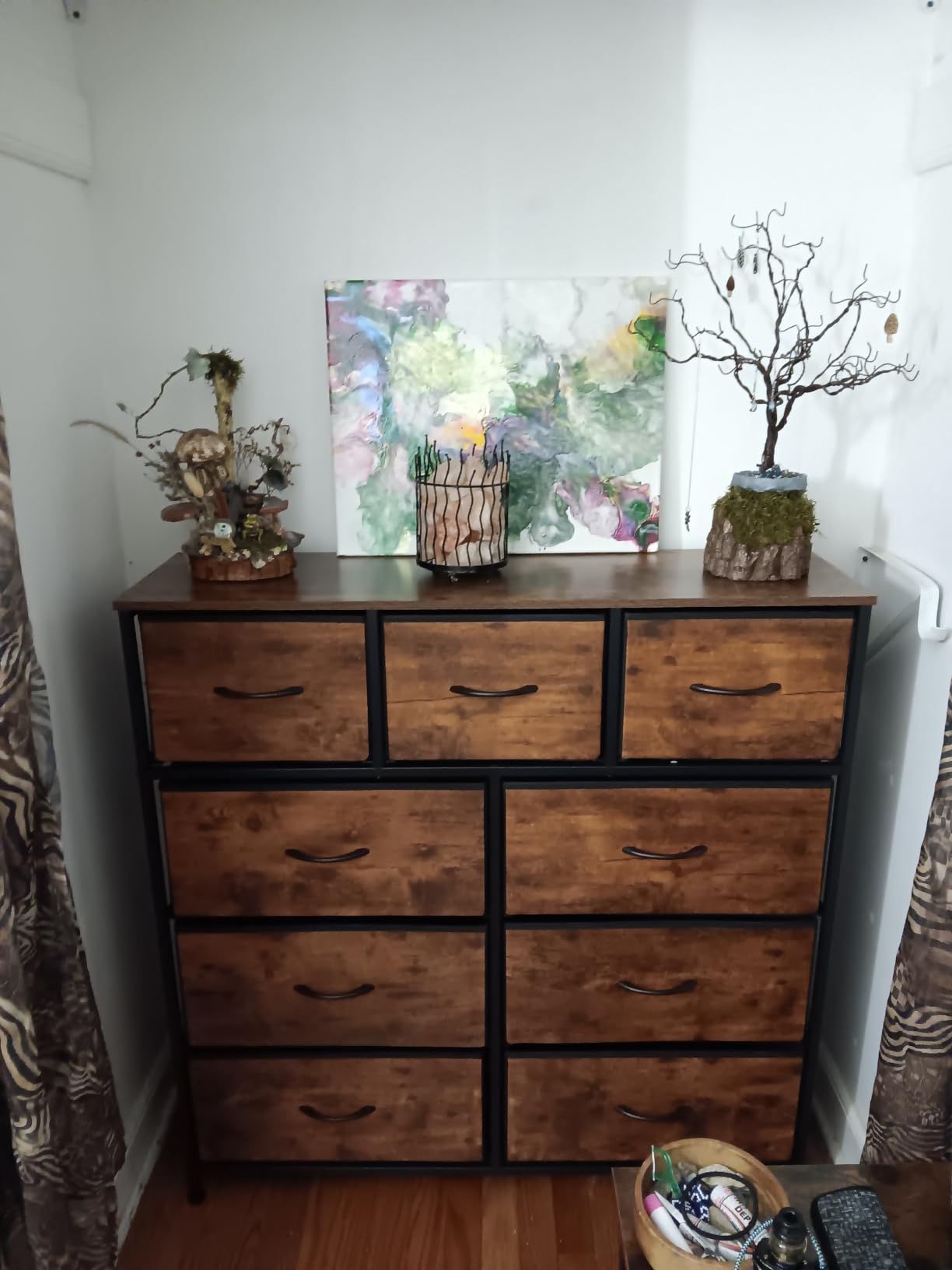 WLIVE Tall Dresser for Bedroom, 9 Drawer Chest of Drawers, Rustic Brown customer photo 1