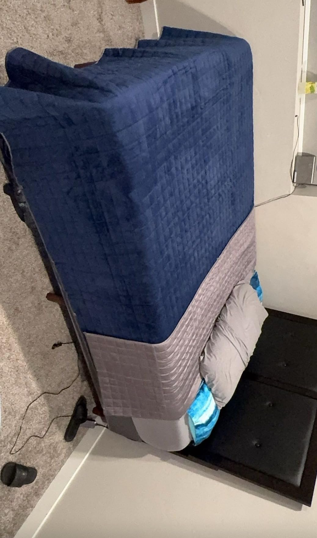 YnM King Size Cooling Weighted Blanket for Adults (88x104 Inches, 30 Pounds, Blue Grey), Perfect for Hot Sleepers with Cooling Rayon/Glass Beads, Heavy Bed Blanket for Couple on Queen or King Bed customer photo 1