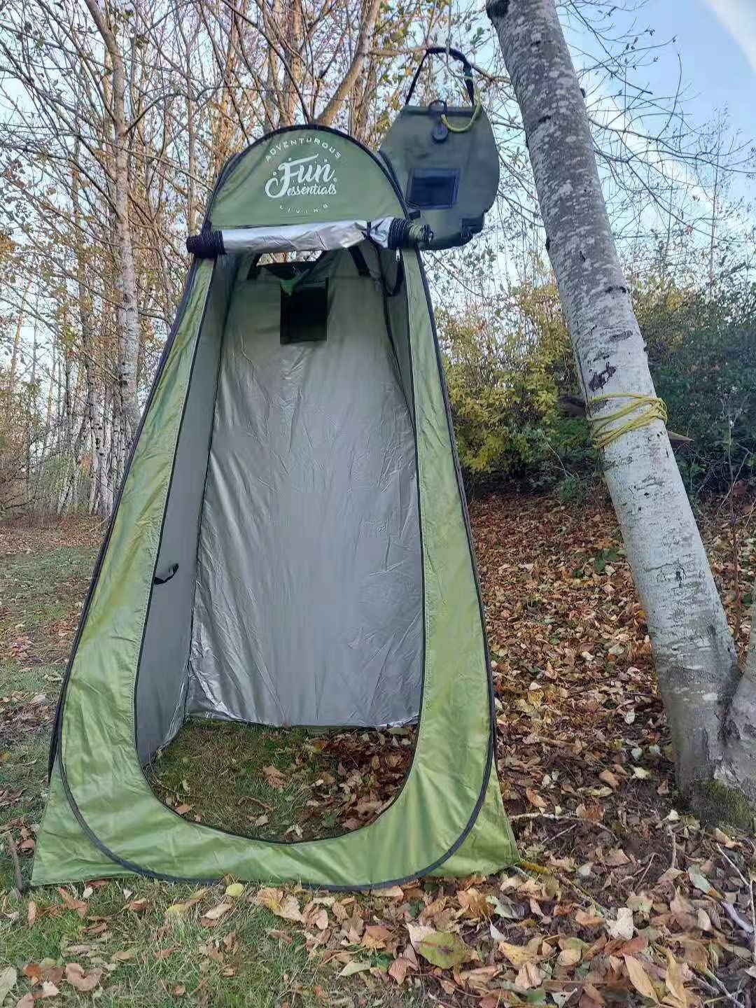 FUN ESSENTIALS Solar Shower Tent Kit, 2 Pcs, Instant Pop Up Privacy, Shower Tent, 5 Gallon Solar Shower Bag, Sun Canopy Beach Outdoor Camp Privacy, Easy Set Up, Foldable customer photo 1