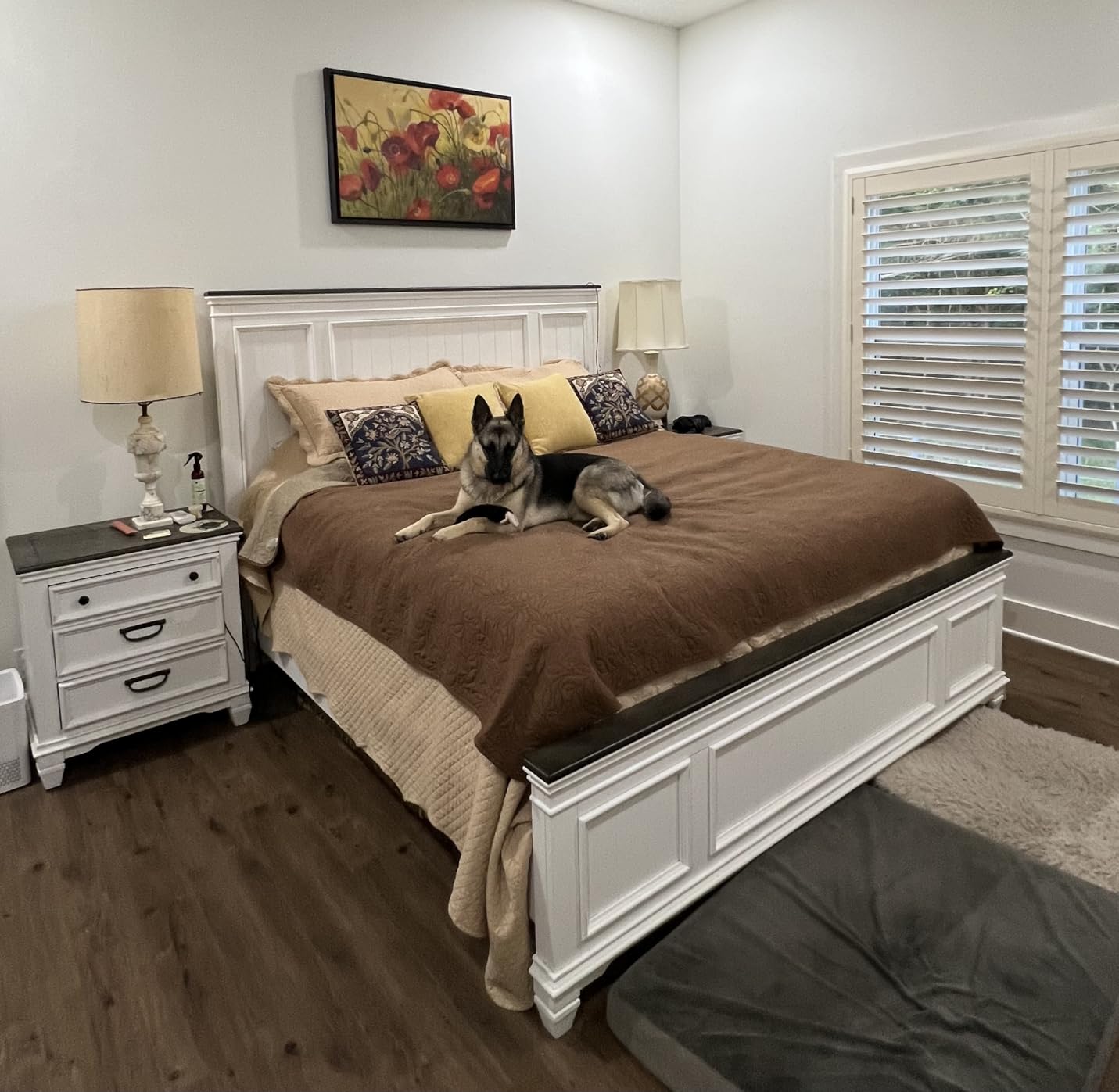 Clelane Wood Bedroom Set with Shiplap Panel King Bed, Dresser, Mirror, Two Nightstands, and Chest in Weathered White and Dark Gray customer photo 1