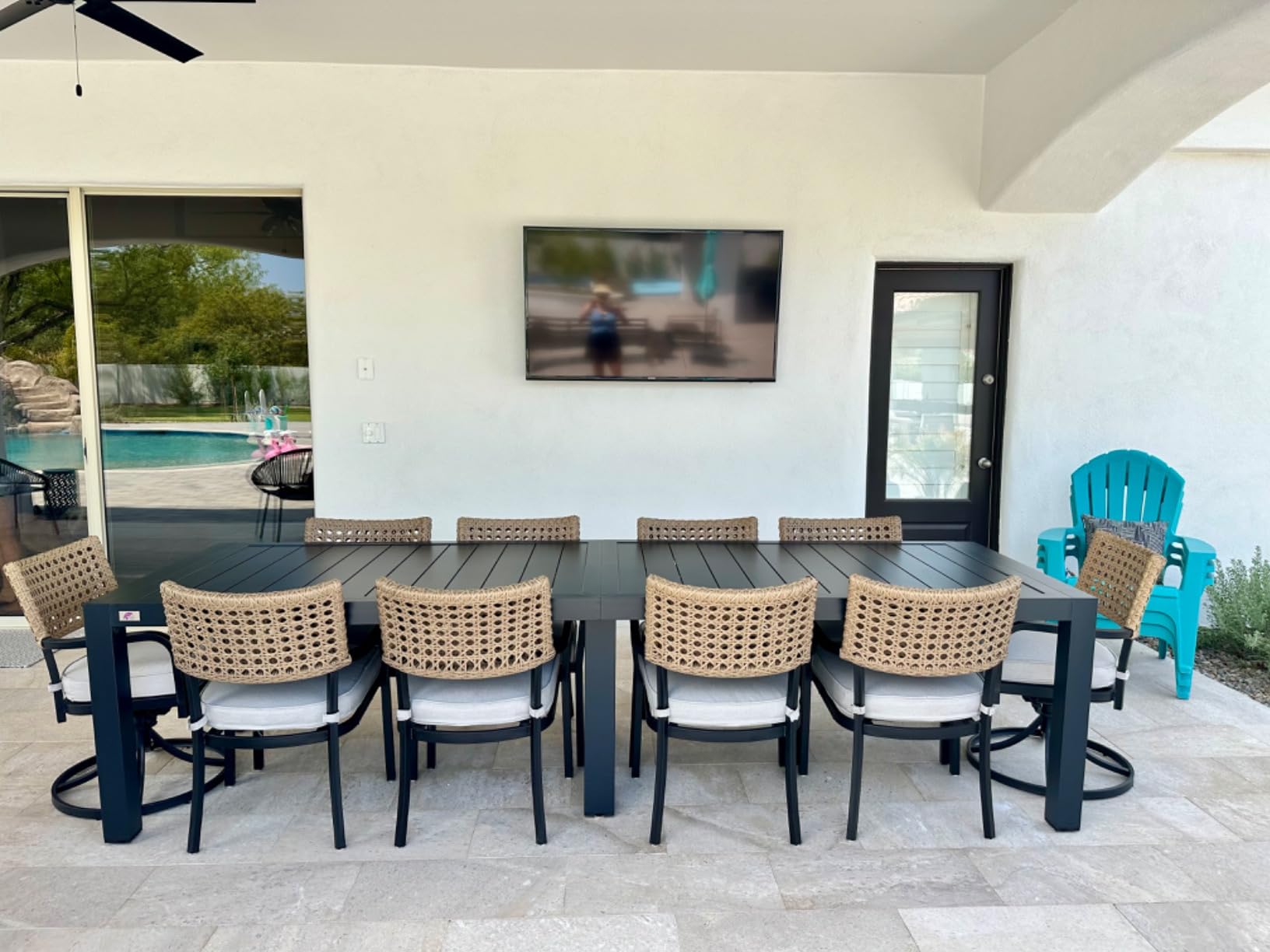 PURPLE LEAF Patio Dining Table for 10, All Aluminum Frame Height Adjustable customer photo 1