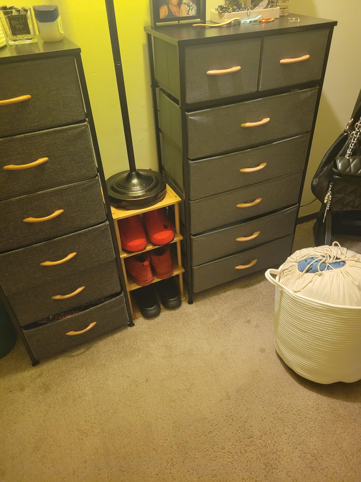 Mifuro Tall Dresser for Bedroom, Vertical Storage Organizer Tower with 7 Drawers, Chest of Drawers with Fabric Bins, Steel Frame, Wood Top for Bedroom, Closet, Entryway- Black customer photo 2