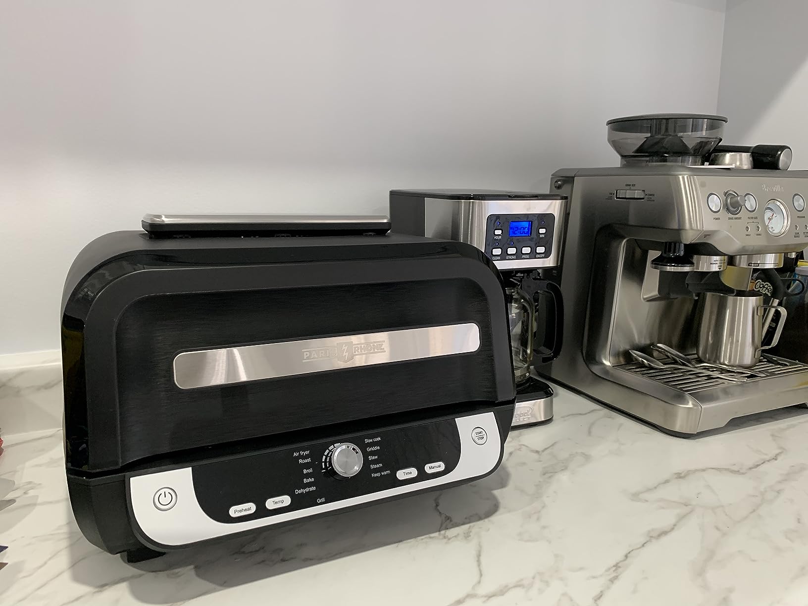 Paris Rhône Smokeless Indoor Grill & Air Fryer Combo, 12-in-1, Grill, Griddle, Air Fry, Broil, Bake, Crisp, Roast, Dehydrate, and more, Dual Heating Elements, Smart Thermostat, Easy Knob Control customer photo 2