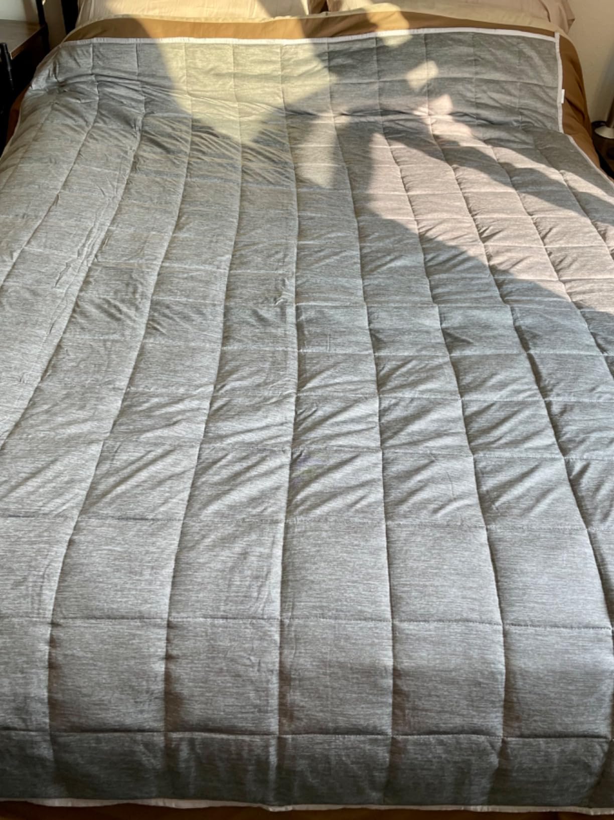 Satwip Weighted Blanket 10 lb Twin Size, Cooling Weighted Blanket for Hot Sleepers, Cool Moire Jersey with Soft Breathable Sanded, 48 x 72 inches 10 Pounds, Grey customer photo 2