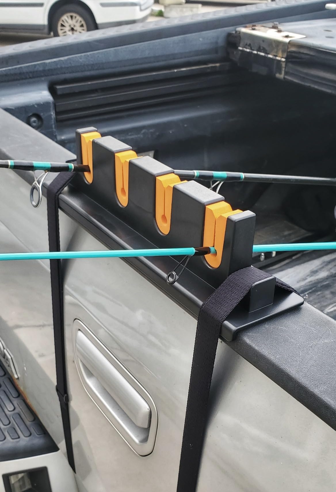 Fishing Rod Holder for Truck Tailgate – Transport 4 Rods Securely with Soft Foam Inserts & Straps – Fishing Pole Rack for Pickup Truck Bed – Easy Tailgate Rod Carrier customer photo 1