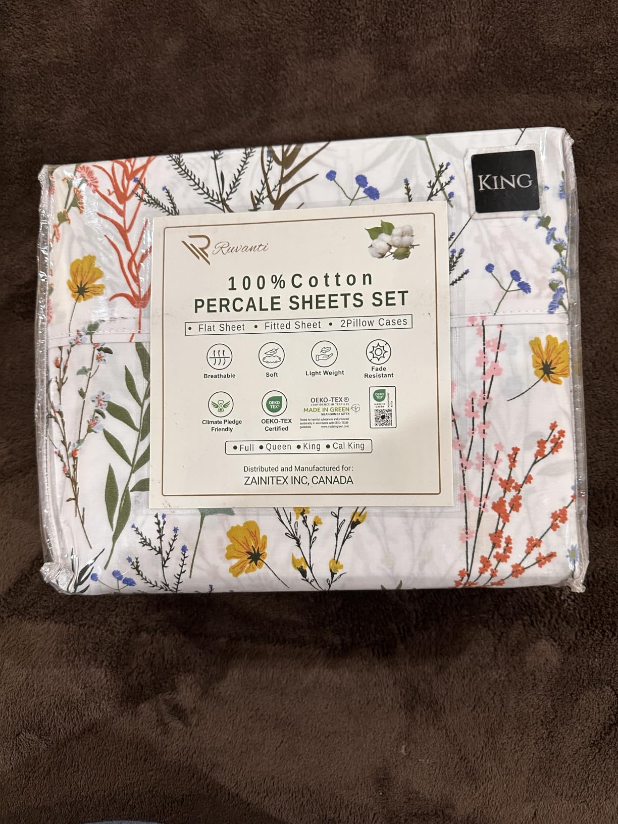RUVANTI 100% Cotton Queen Sheets, Percale Queen Sheet Set, Aroma customer photo 1
