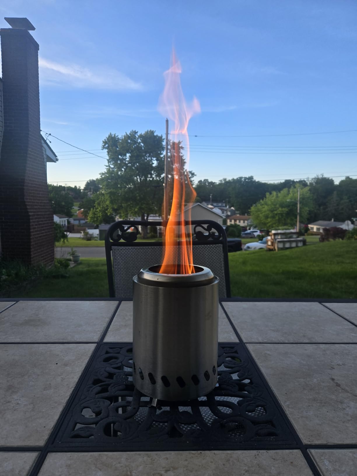 HGD Small Tabletop Fire Pit, Smokeless Table Top Firepit Outdoor, Portable Mini Stove with Carry Bag for Camping Backyard Patio Garden Picnic, Fueled by Pellets or Wood, Stainless Steel, Black customer photo 2