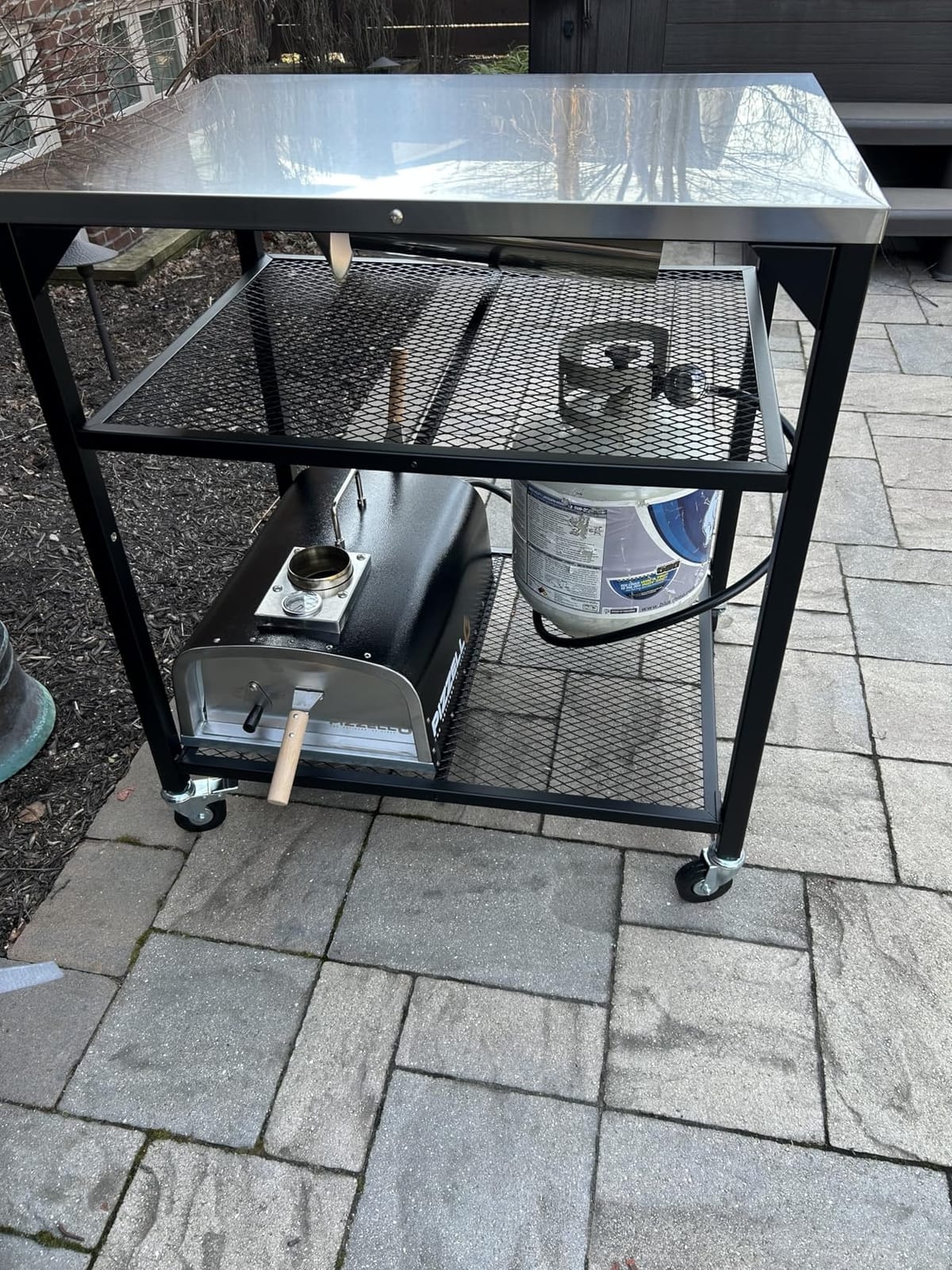 Hisencn 3-Tier Pizza Oven Table, Stainless Steel Outdoor Grill Prep Cart customer photo 2