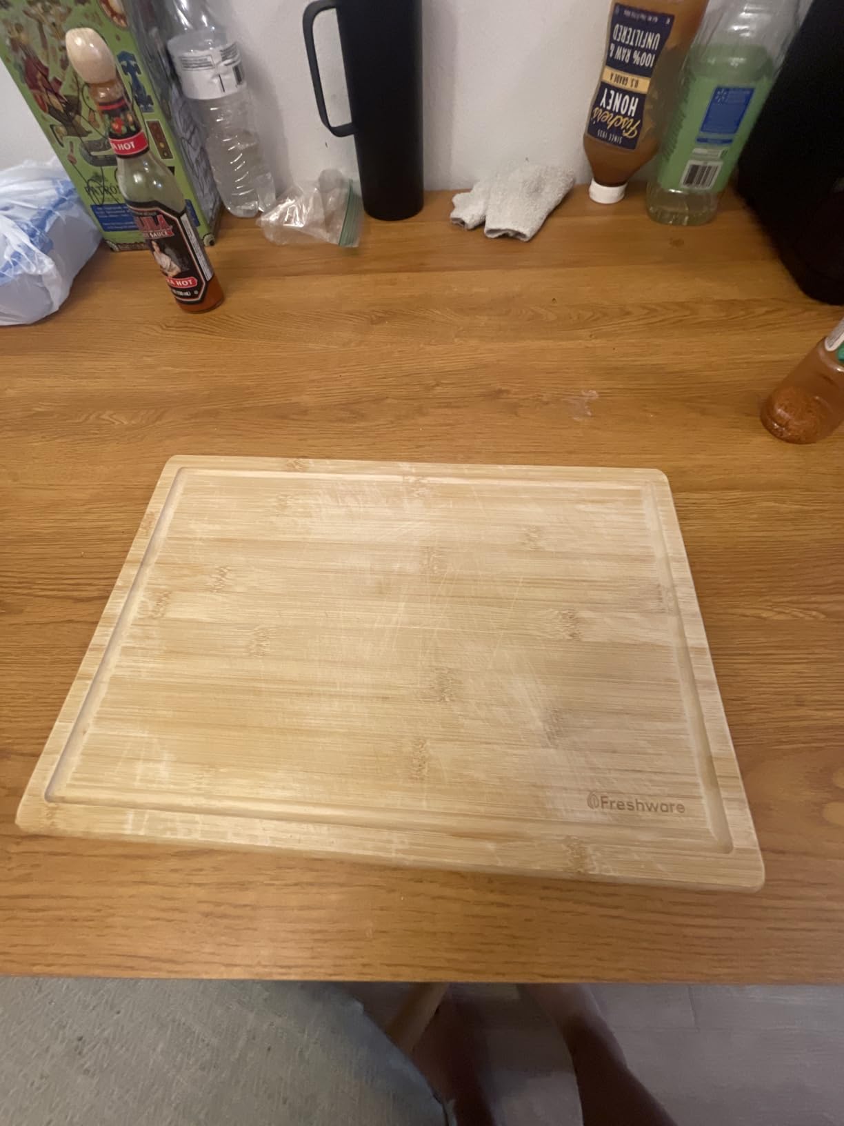 Freshware Wood Cutting Boards for Kitchen - Bamboo Cutting Board Set of 3, Cutting Boards with Juice Grooves, Serving Board Set, Chopping Board for Meat, Veggie, Easy Grip Handle (9x6