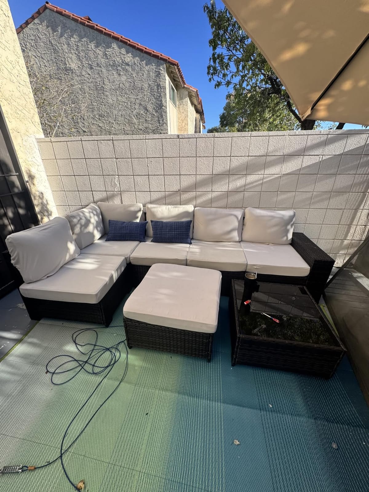 JOYURE 10 Pieces Patio Furniture Set All-Weather Outdoor Wicker Sectional Conversation Sofa Rattan Patio Seating Sofa with Cushion and Glass Table for Porch Poolside,Beige customer photo 1