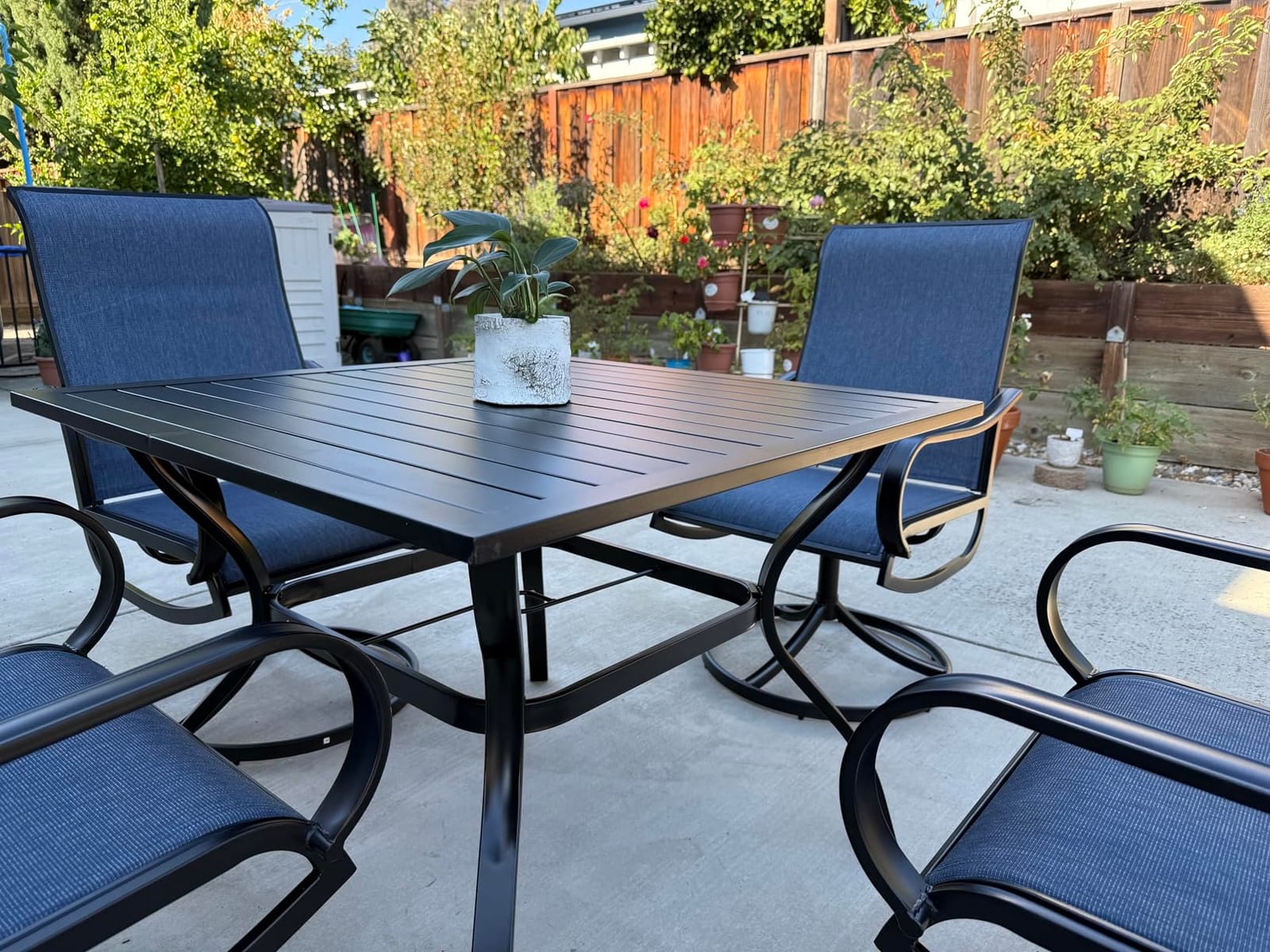 Sophia & William Patio Dining Set for 6 w/Swivel Textilene Chairs, Blue customer photo 2
