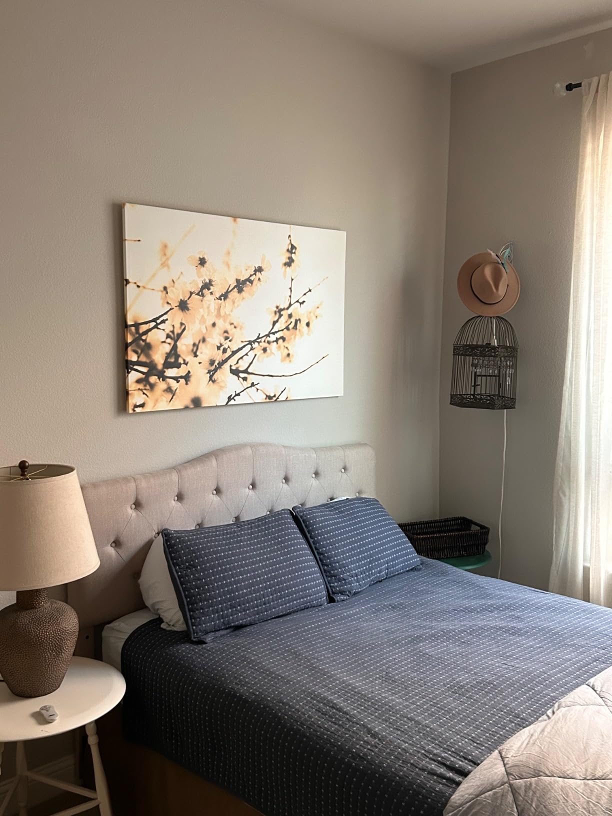 Rosevera Givanna Adjustable Height Headboard with Linen Upholstery and Button Tufting for Bedroom, King, Classic Beige customer photo 1