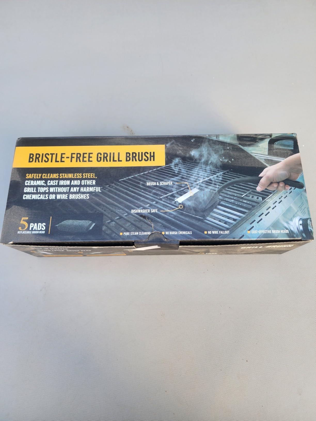 MEKER Grill Brush Bristle Free, Grill Cleaner Brush with 5 BBQ Replacement Head for Cast Iron, Stainless Steel Grates, Safe Grill Scraper Outdoor BBQ Grill, Black customer photo 1