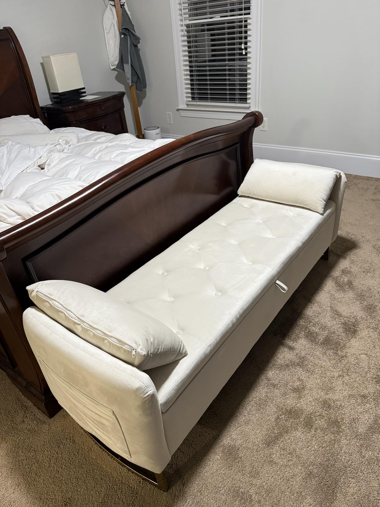Storage Bench for Bedroom, 65 Inch End of Bed Storage Bench Beige customer photo 2