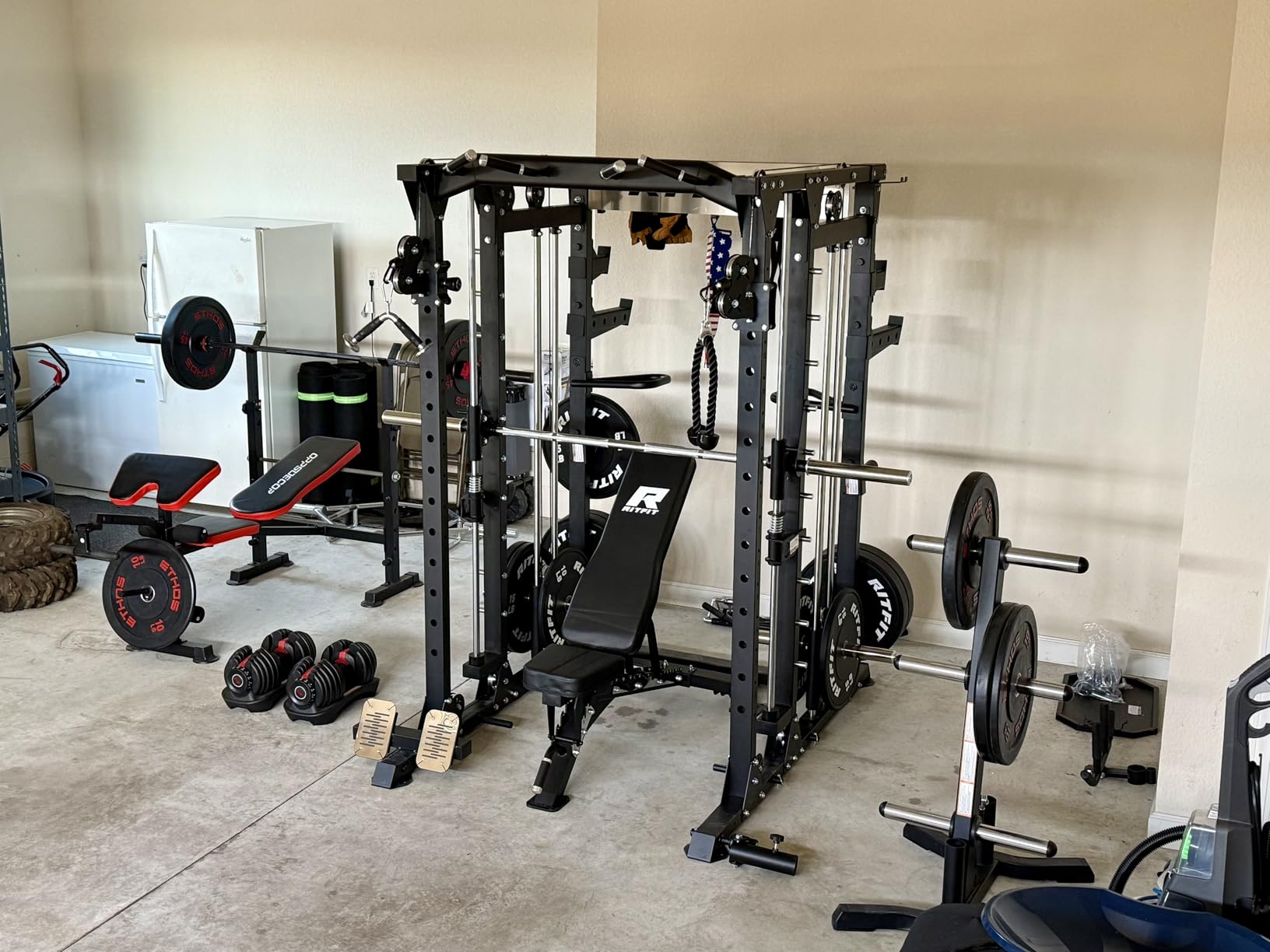 RitFit Buffalo Smith Machine, Power cage with LAT-Pull Down System & Cable Crossover System, All-in-One Squat Rack for Home Gym, Power Rack customer photo 1