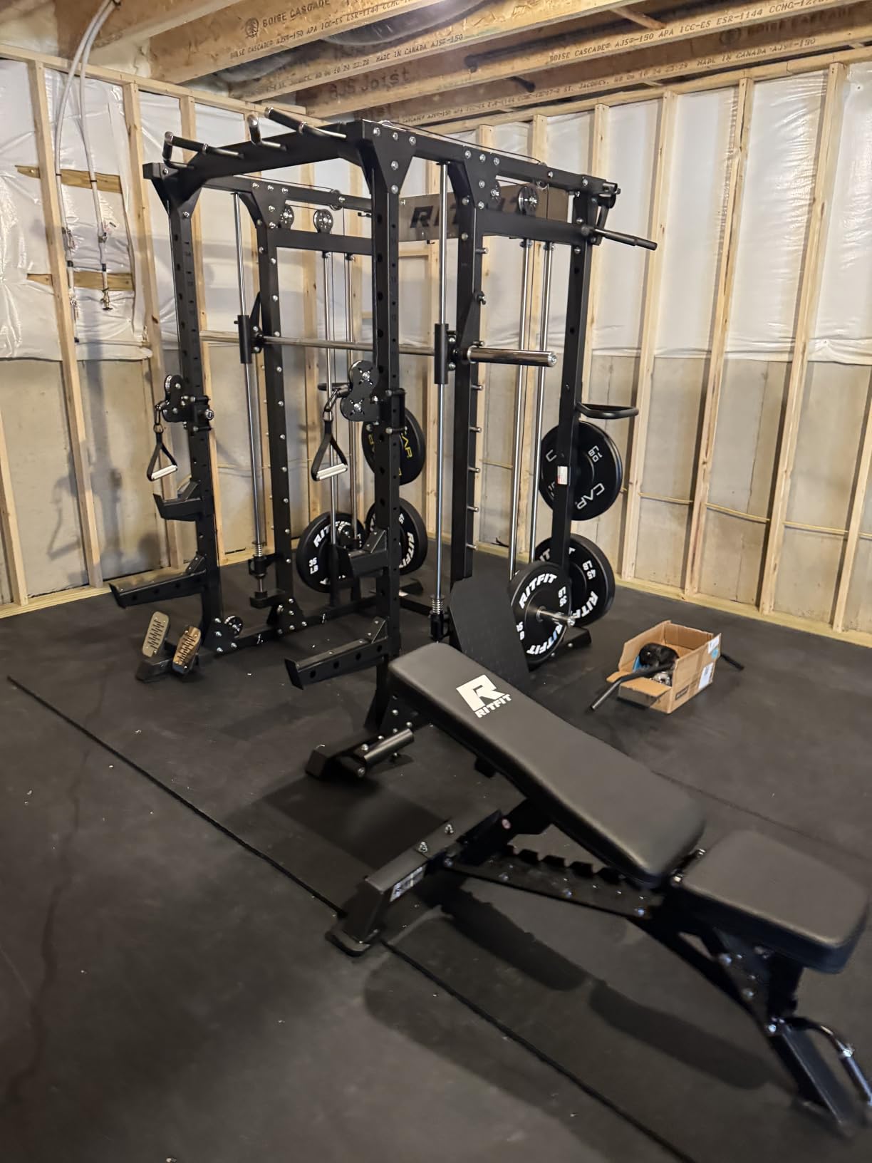 RitFit Buffalo Smith Machine, Power cage with LAT-Pull Down System & Cable Crossover System, All-in-One Squat Rack for Home Gym, Power Rack customer photo 2