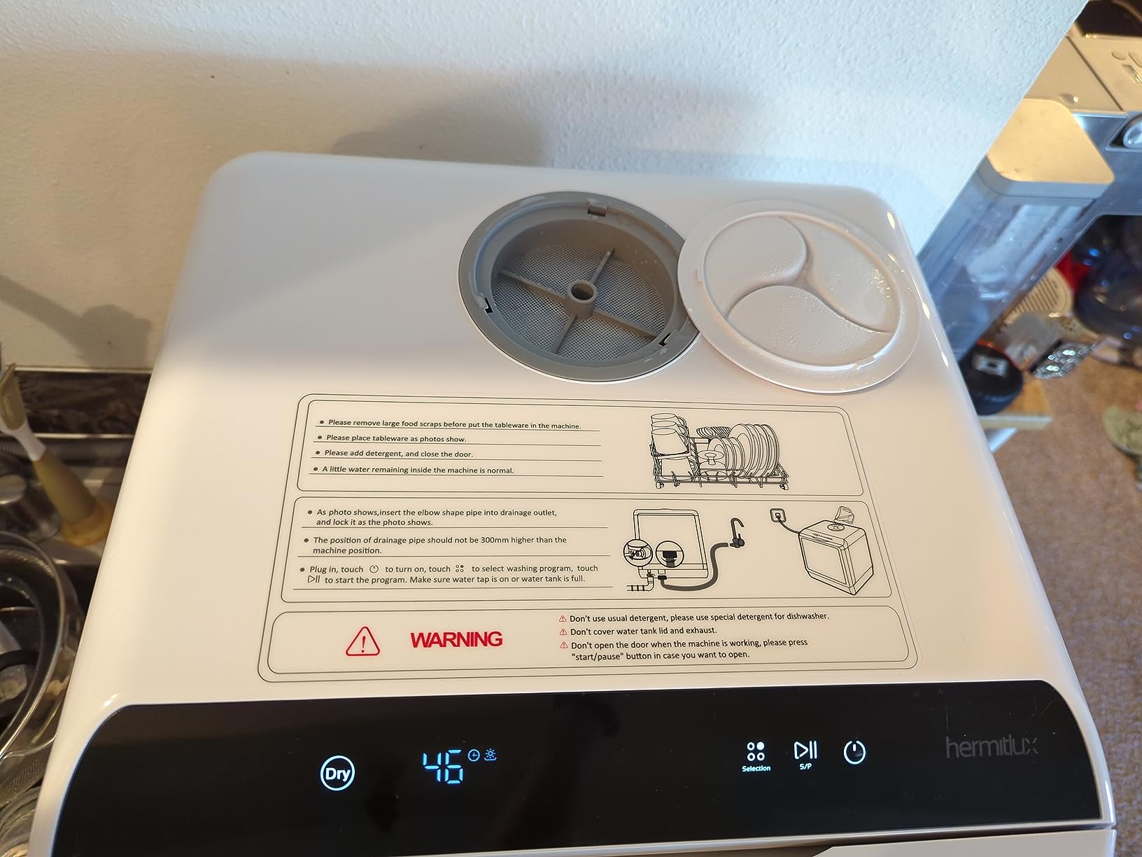Hermitlux Countertop Dishwasher, 7 Washing Programs Portable Dishwasher customer photo 2