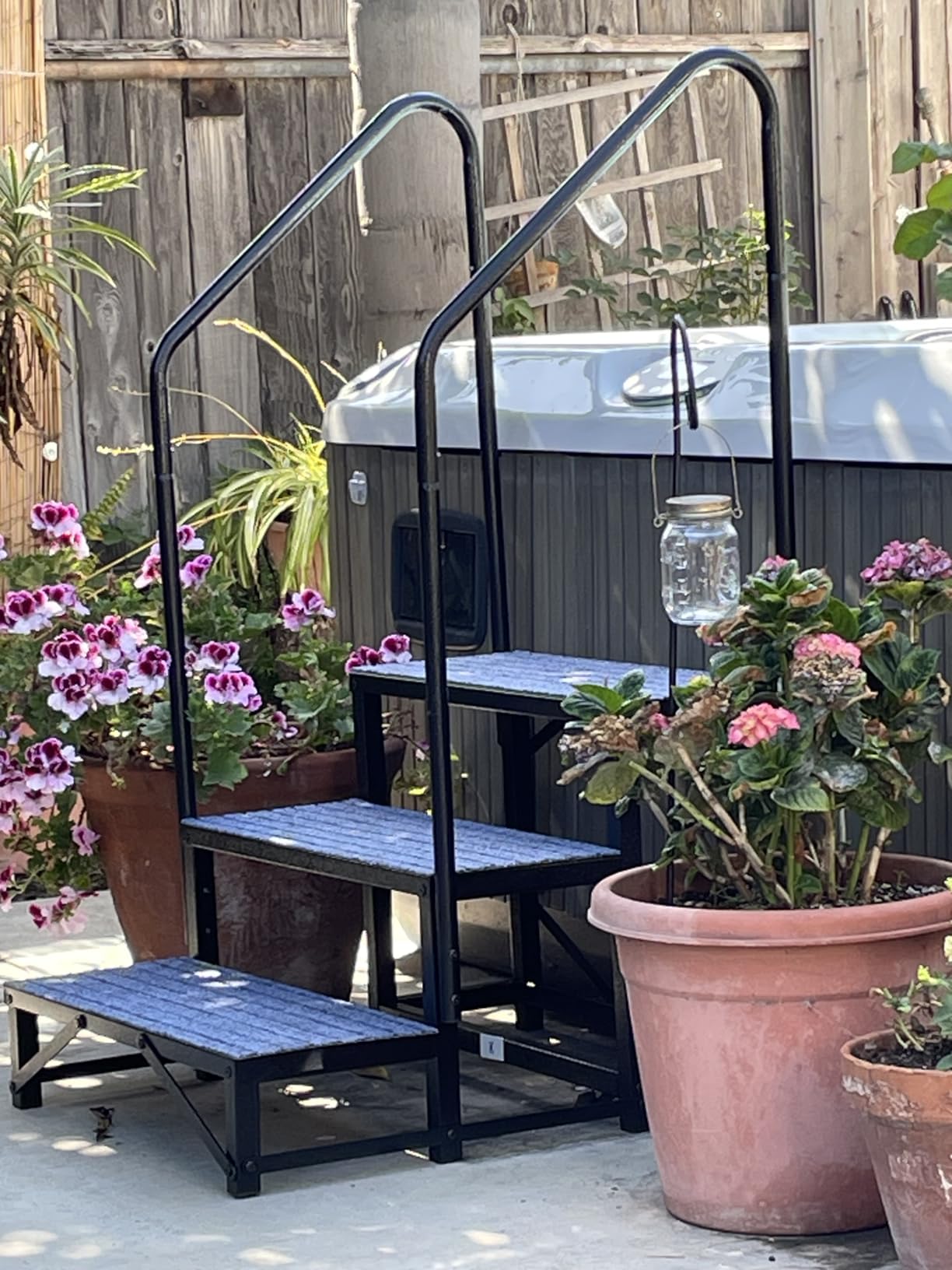 RV Steps with Handrail, 3 Step Hot Tub Steps with Non-Slip Mats customer photo 2