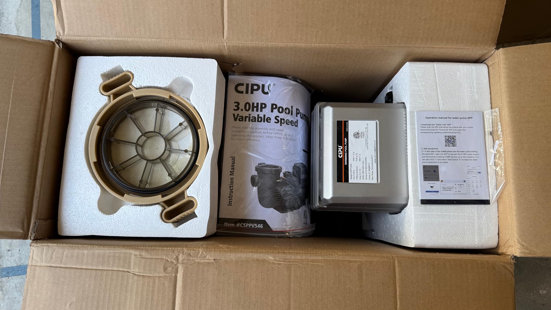 CIPU 3 HP Smart Variable Speed Pool Pump, 230V, Intelligent Control, Khaki customer photo 1