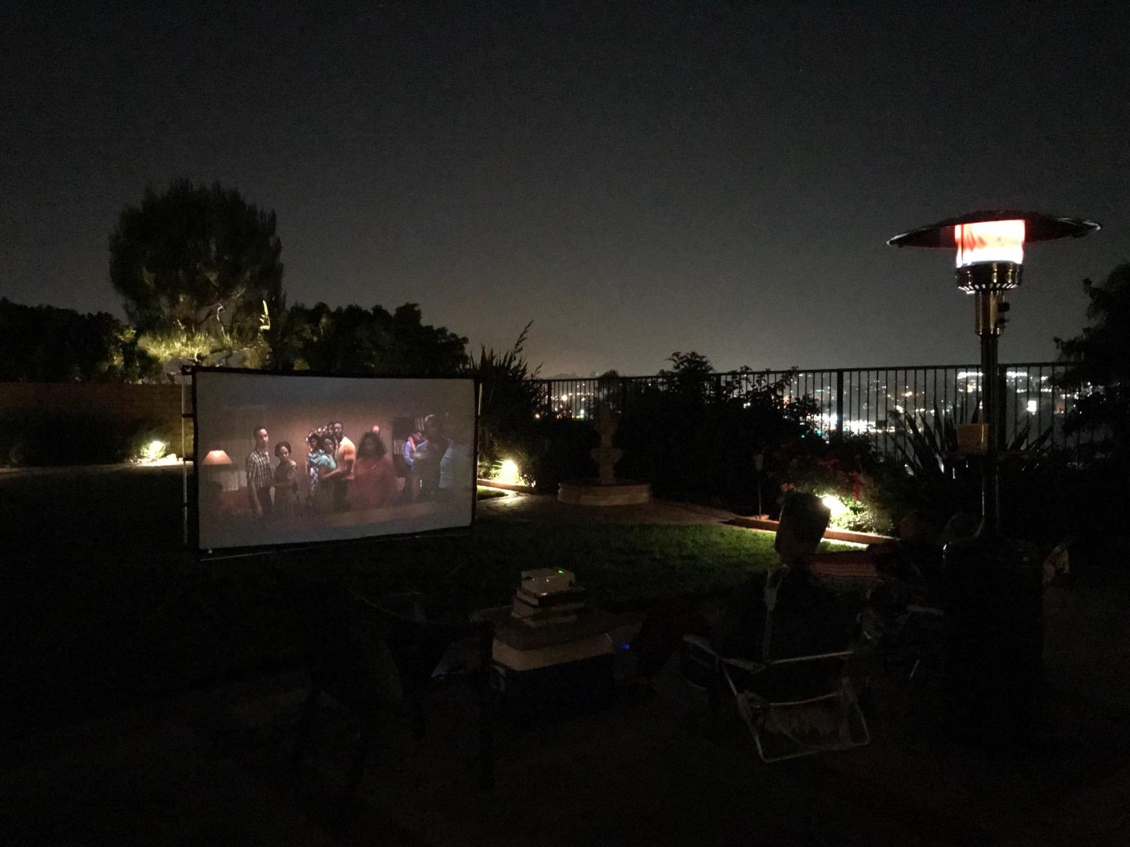 150 Inch Projector Screen with Stand, 16:9 4K HD Portable Outdoor/Indoor Movie Screen, Anti-Wrinkle Polyester Fabric with Carry Bag for Home Theater Backyard Camping customer photo 2