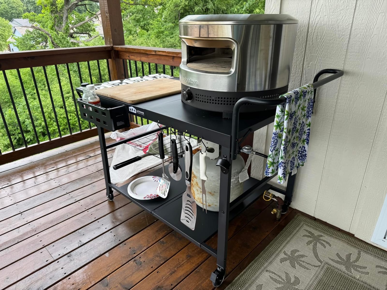 Pizza Oven Table Stand, Outdoor Grill Cart Table for Ninja Ooni Blackstone customer photo 2