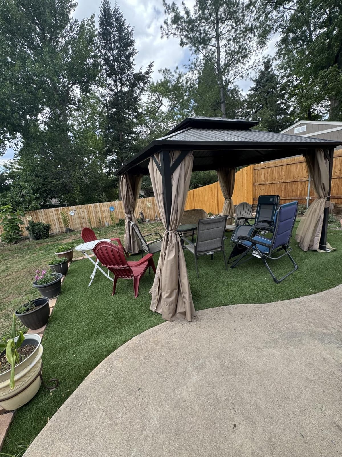 10’x12’ Hardtop Gazebo, Galvanized Steel Double Roof Canopy with Heavy-Duty Steel Frame, Outdoor Pavilion with Nettings and Curtains customer photo 2