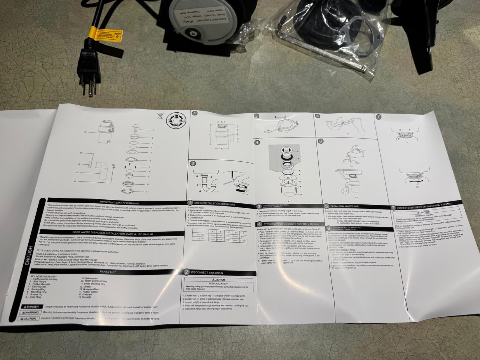 DC 1 HP Garbage Disposal Quiet 60dB with Power Cord, Continuous Feed customer photo 2