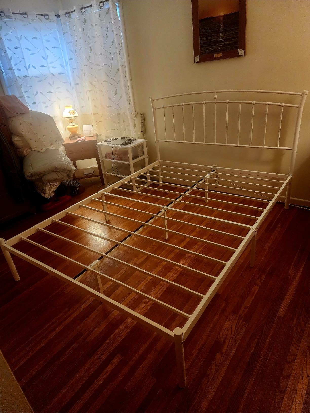 Feonase King Size Bed Frame with Headboard, Heavy-Duty Metal Black Bed Frame with 13 Hardened Steel Slats, 12