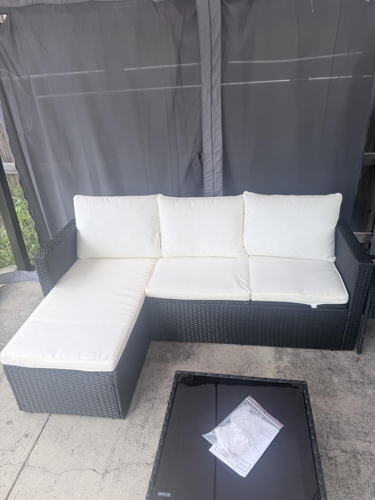 Shintenchi Outdoor Sectional Patio Furniture Set 4-Piece, All-Weather PE Rattan Sofa Couch with Cushions & Storage Coffee Table for Yard, Garden, Porch, Poolside (Beige) customer photo 1