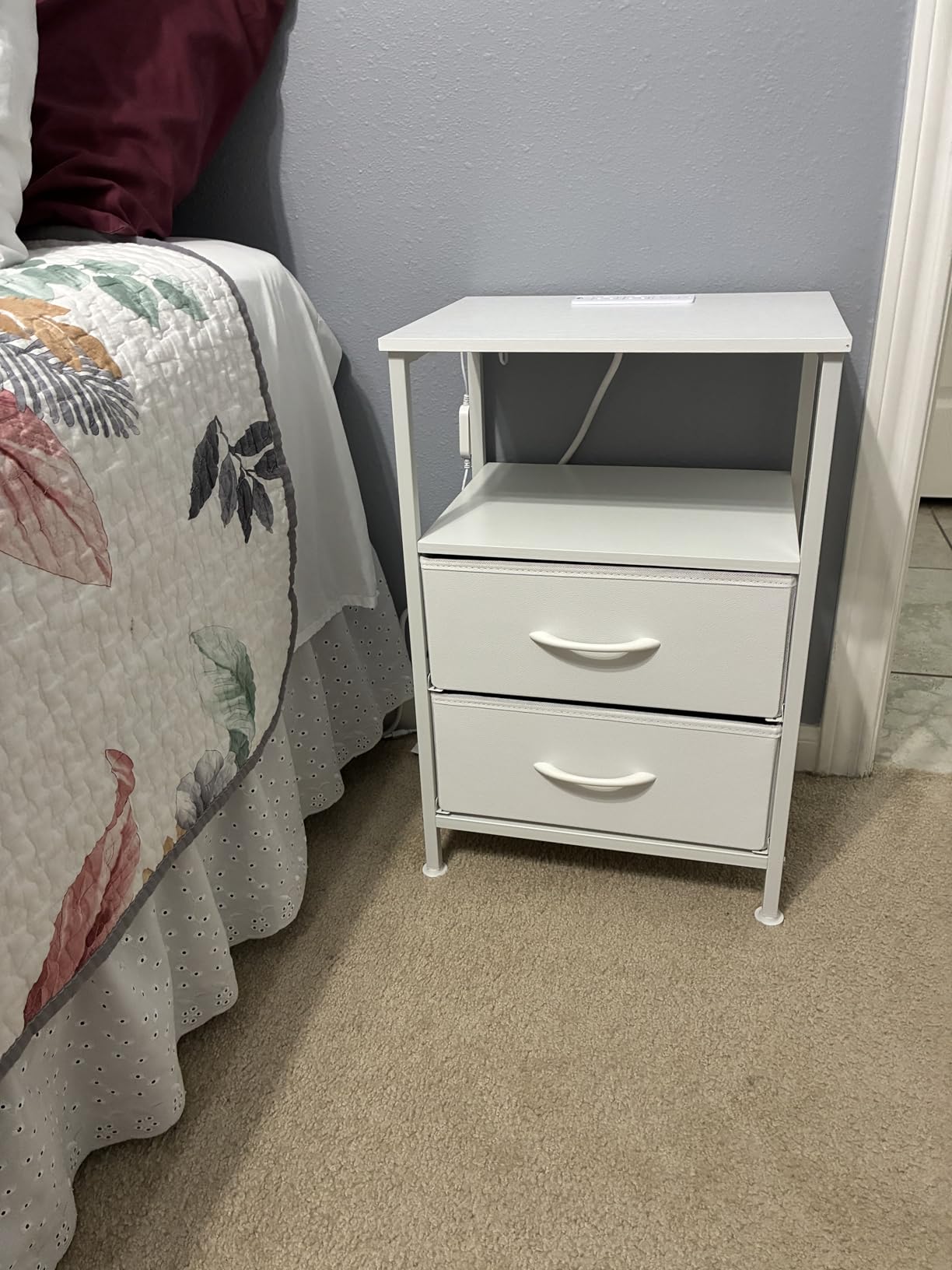SONGMICS Nightstand with Charging Station, 2 Fabric Drawers customer photo 2