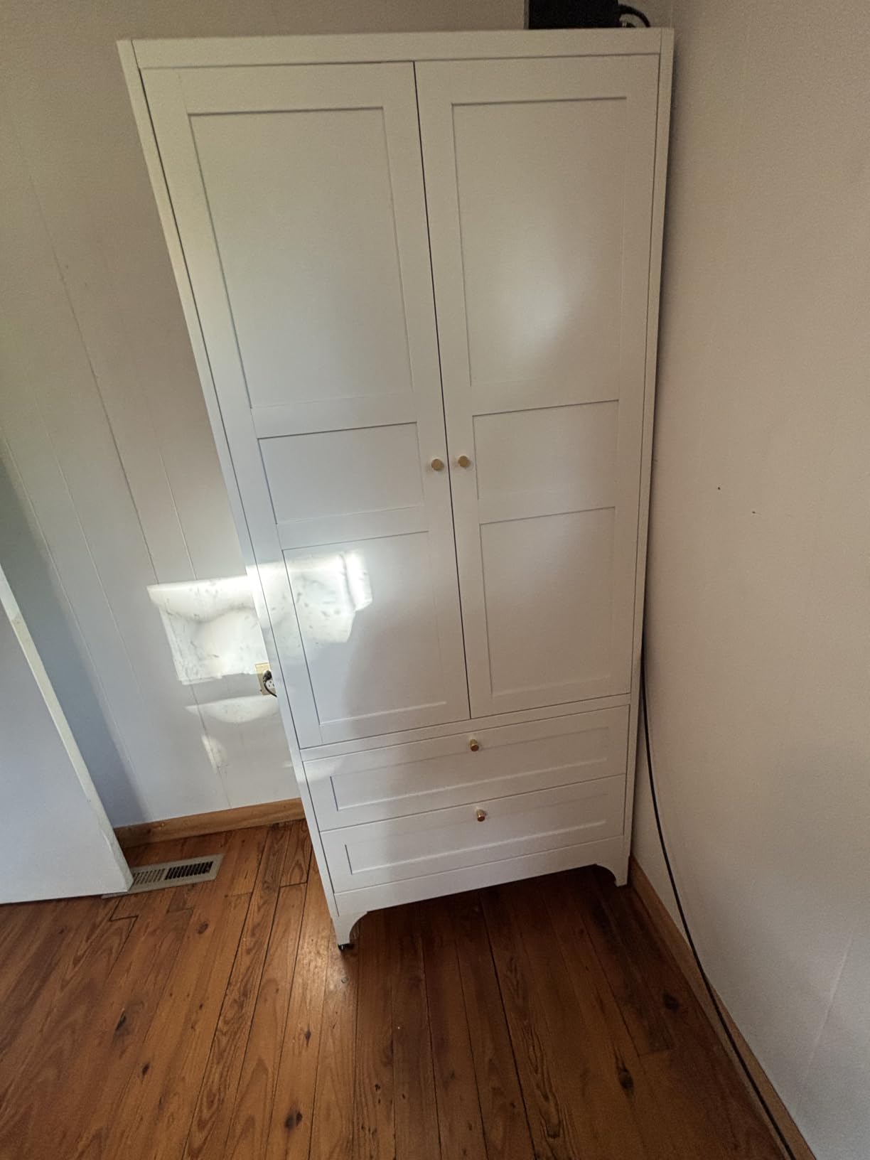 Letaya Metal Armoire Wardrobe Closet with Drawers,Clothing Storage Cabinet with Doors and Shelves,Coat Closet with Hanging Rod,Bedroom,Home,Cloak Room,White-71 H x 32