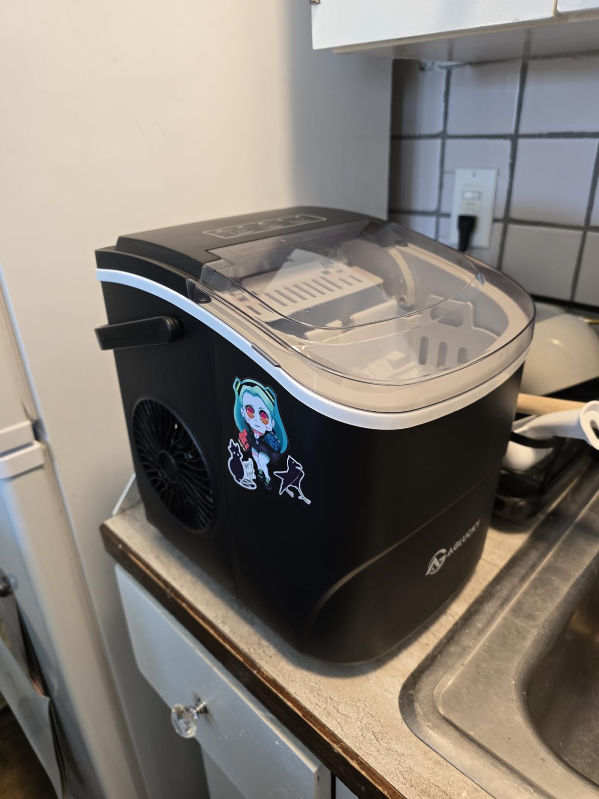 Crzoe Countertop Ice Maker, 26Lbs/24H,2 Sizes of Ice, Self-Cleaning,Black customer photo 2