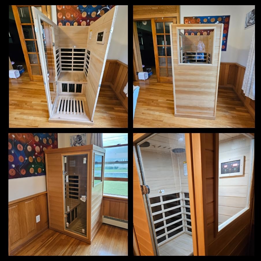 LTCCDSS Full Spectrum Outdoor Infrared Sauna 2 Person, Fir Wood Far Infrared Low EMF Sauna Room for Home, Withstand Outdoor Temp -5℉-104℉| Chromotherapys-Bluetooth Speakers customer photo 1