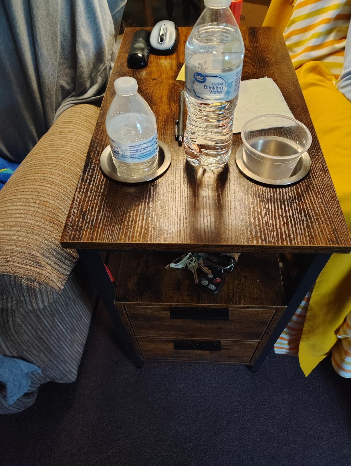 VASAGLE Side End Table with Charging Station, Slim Nightstand with Storage customer photo 2
