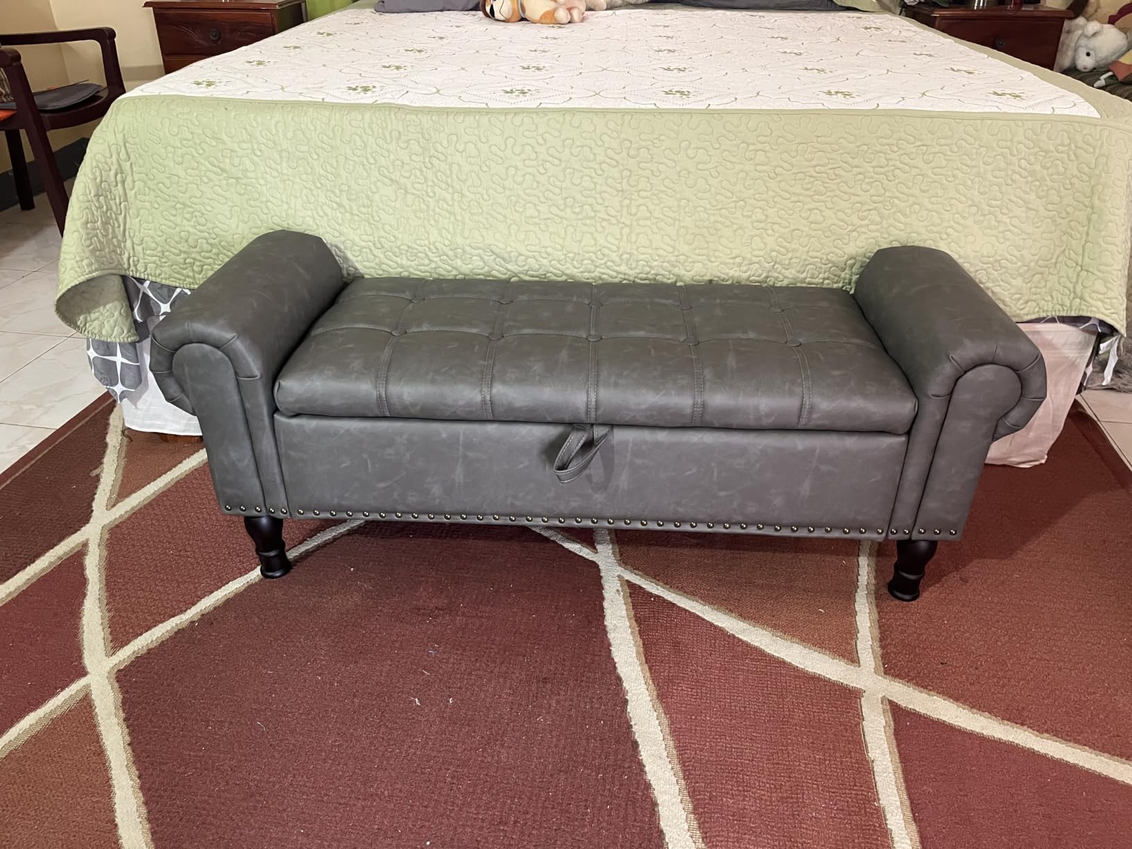 Apicizon End of Bed Storage Bench, Upholstered Bedroom Bench, 67
