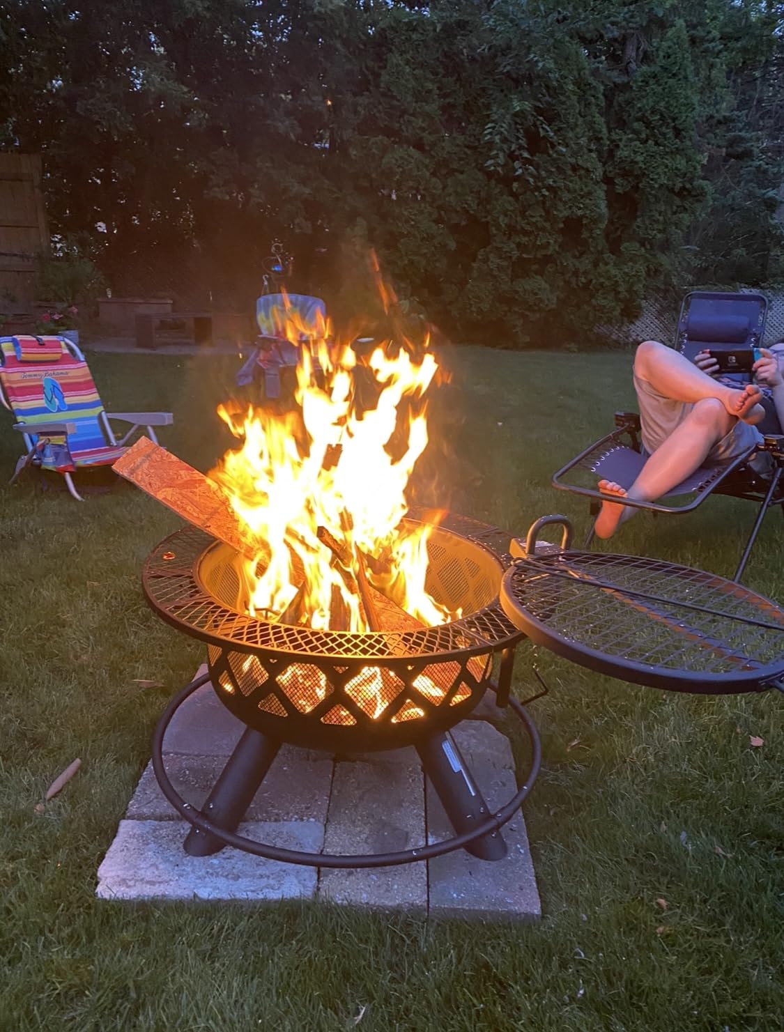 Outdoor Fire Pits for Outside Wood Burning Fire Pit with Cooking Grill customer photo 1